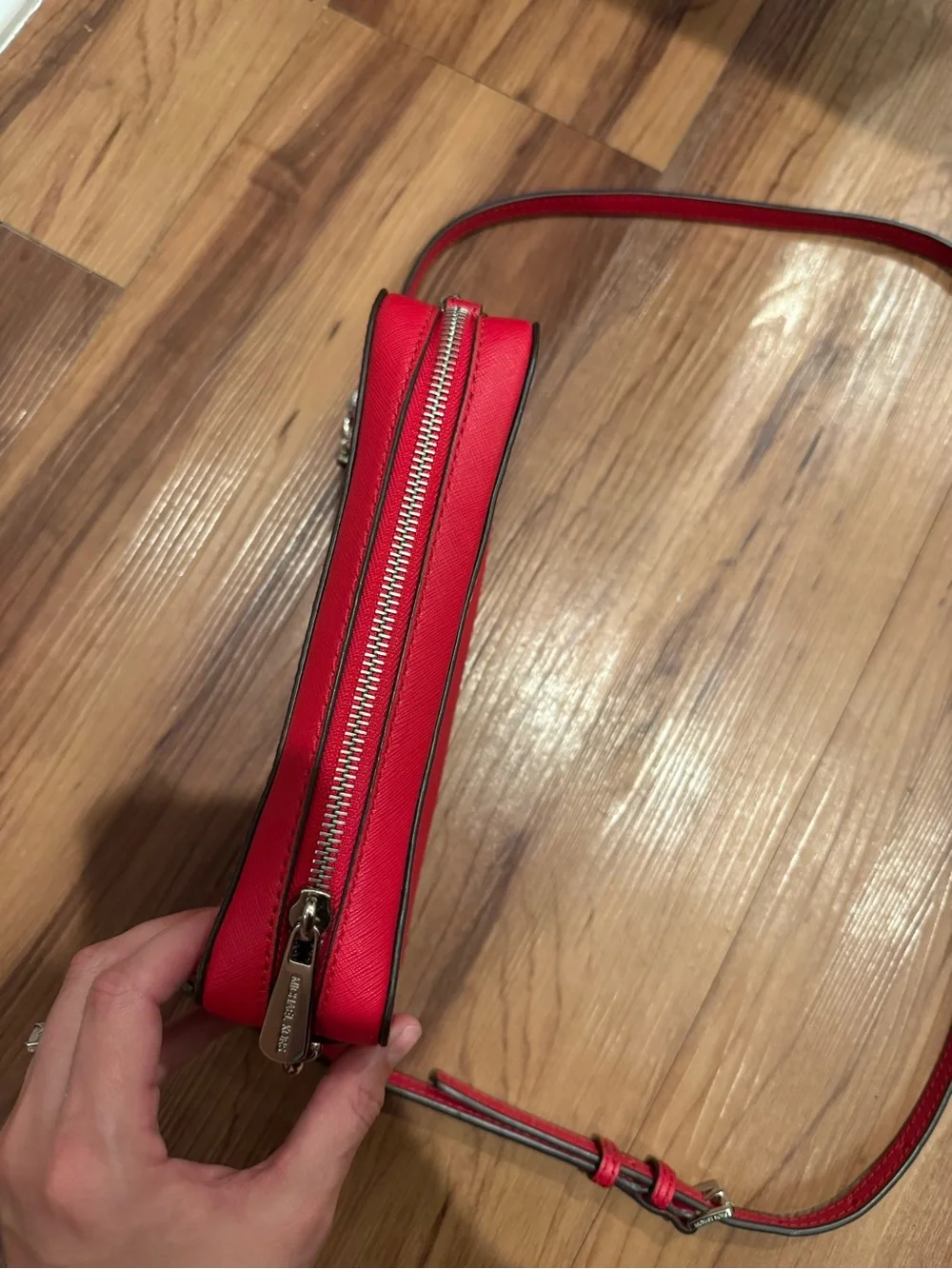 MICHAEL KORS Red Leather Chain-Trim Crossbody